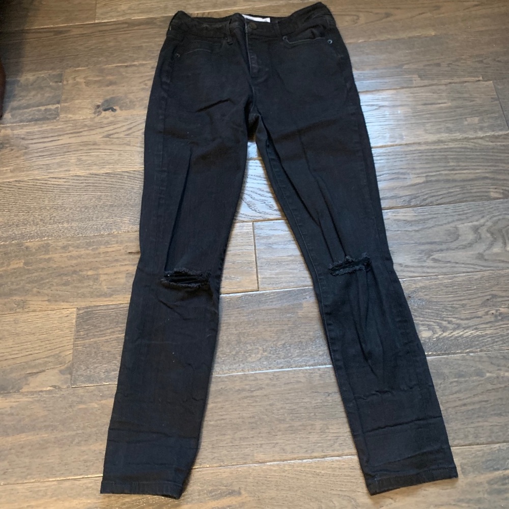 High Waisted Distressed Black Jeans